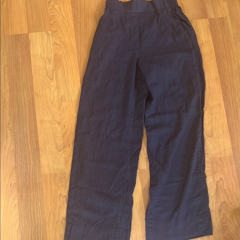Zara Dark Navy Wide-Leg Trousers
